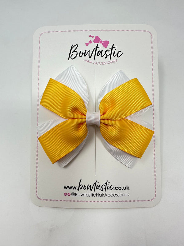 3.5 Inch Butterfly Bow - Yellow Gold & White