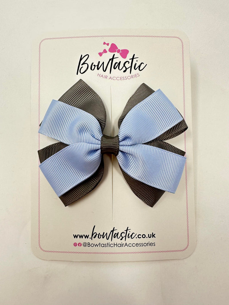 3.5 Inch Butterfly Bow - Bluebell & Metal Grey