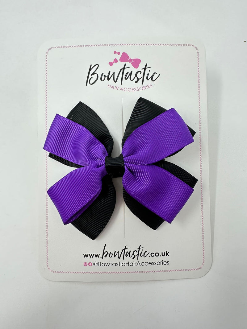 3.5 Inch Butterfly Bow - Purple & Black