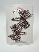 2 Inch Snap Clips - Turftan & Brown Gingham - 2 Pack
