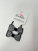 1.75 Inch Bow Thin Elastic - Black Gingham - 2 Pack