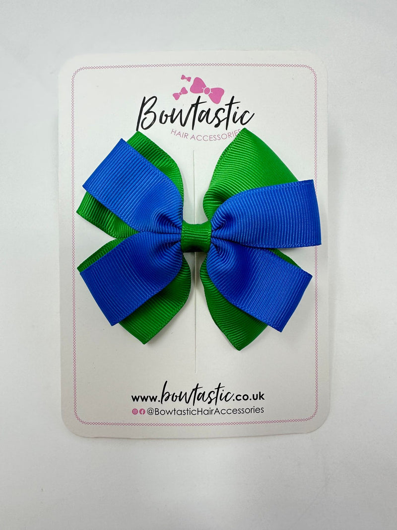 3.5 Inch Butterfly Bow - Royal Blue & Emerald Green