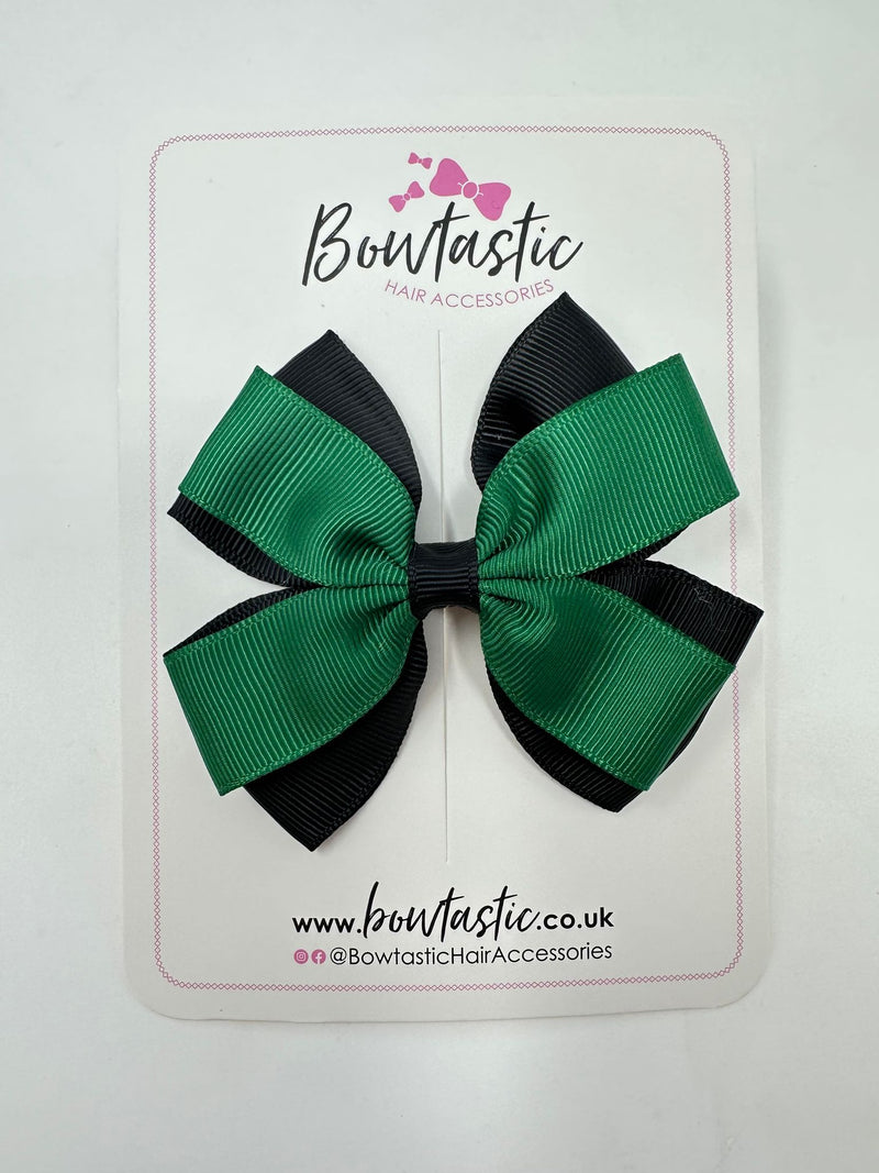 3.5 Inch Butterfly Bow - Forest Green & Black