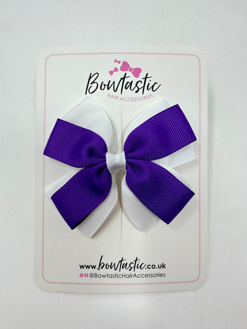 3.5 Inch Butterfly Bow - Purple & White