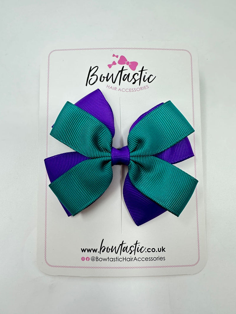 3.5 Inch Butterfly Bow - Purple & Jade Green