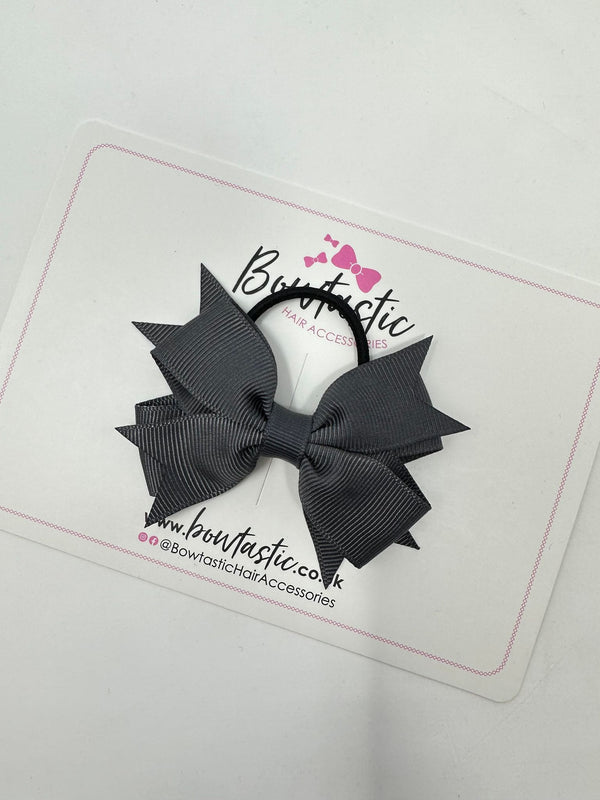 3 Inch Flat 2 Layer Bow Thin Elastic - Charcoal