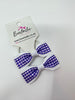 2.25 Inch Tuxedo Bow Thin Elastic - Purple & White Gingham - 2 Pack