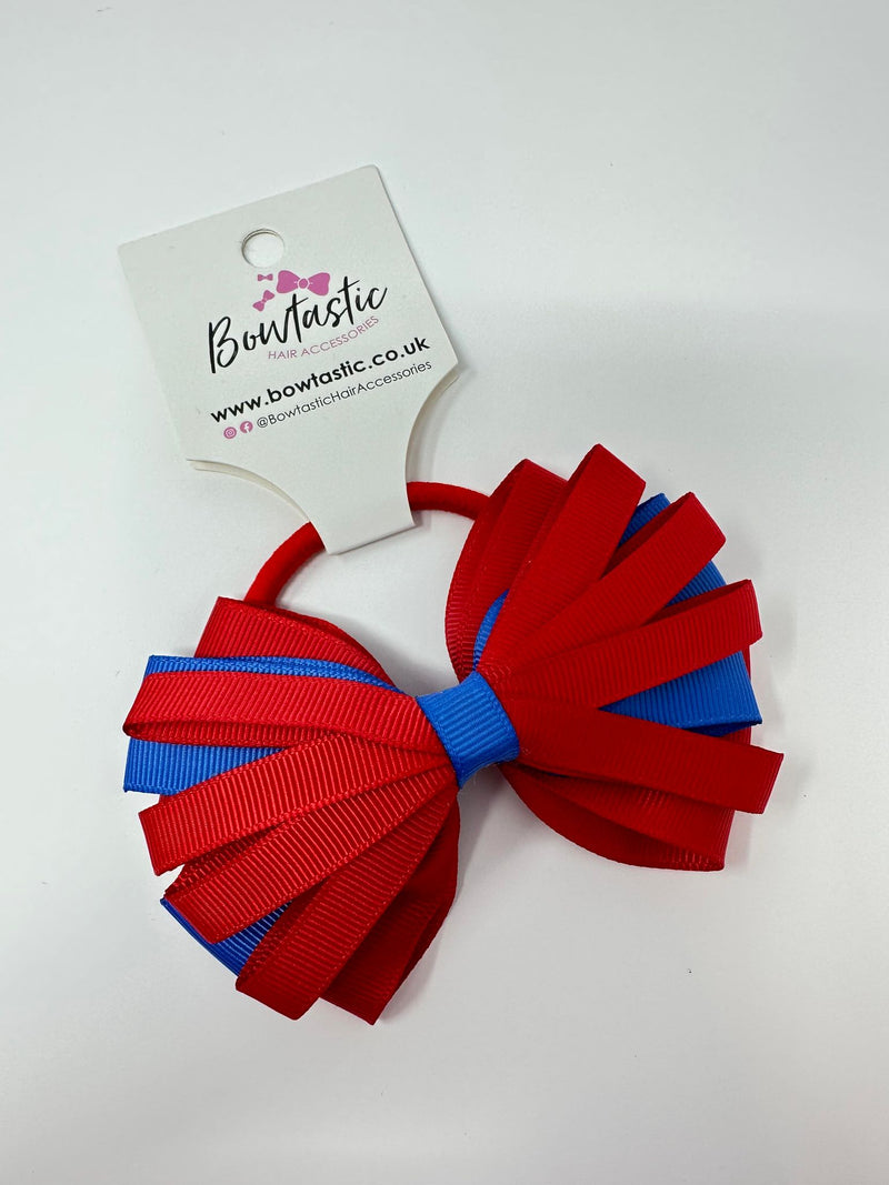 4 Inch Loop Bow Bobble - Royal Blue & Red