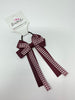 3 Inch Loop Tail Bow Thin Elastic - Burgundy Gingham