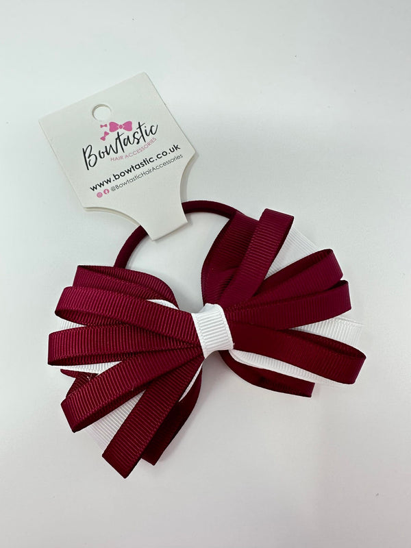 4 Inch Loop Bow Bobble - Wine & White