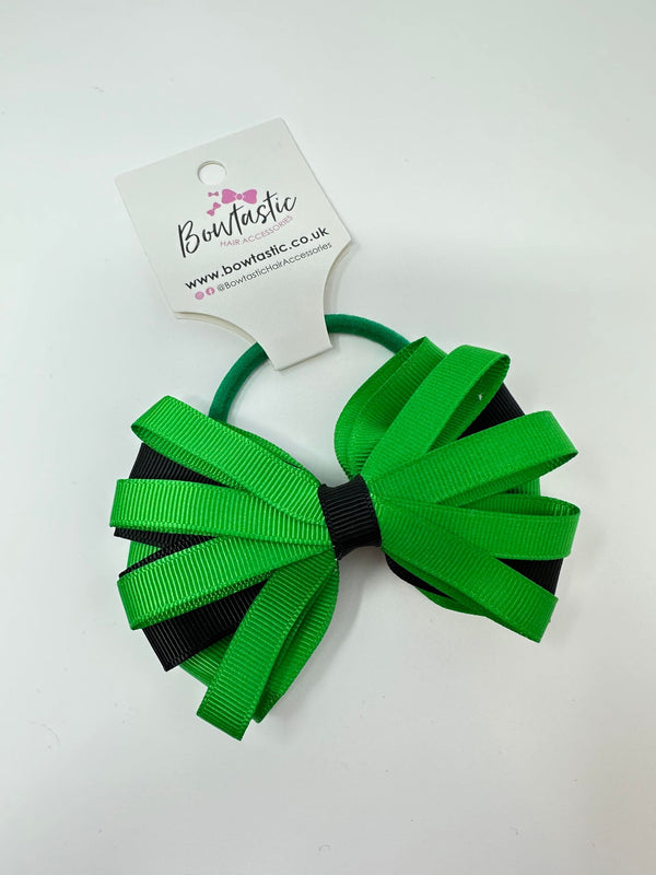 4 Inch Loop Bow Bobble - Emerald Green & Black