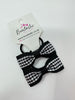 2.25 Inch Tuxedo Bow Thin Elastic - Black Gingham - 2 Pack