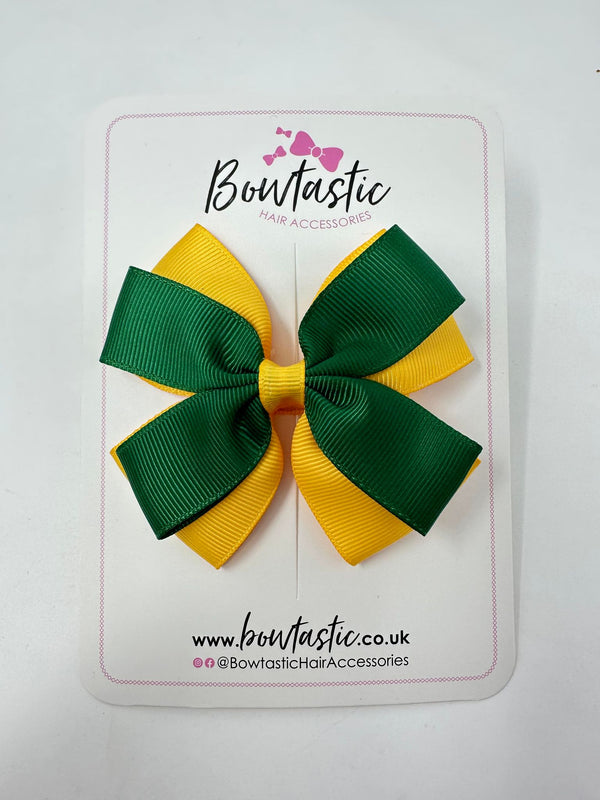 3.5 Inch Butterfly Bow - Forest Green & Yellow Gold