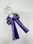 3 Inch Loop Tail Bow Thin Elastic - Purple Gingham