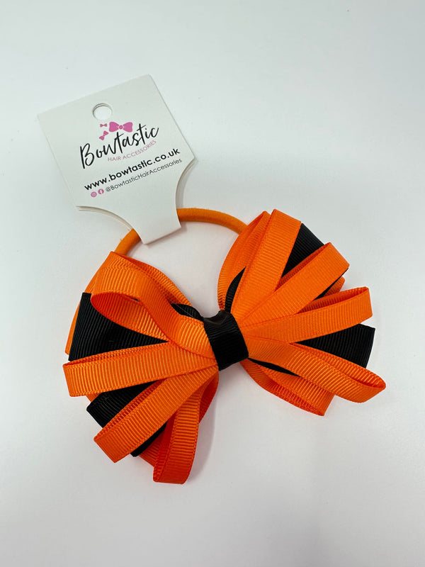 4 Inch Loop Bow Bobble - Orange & Black