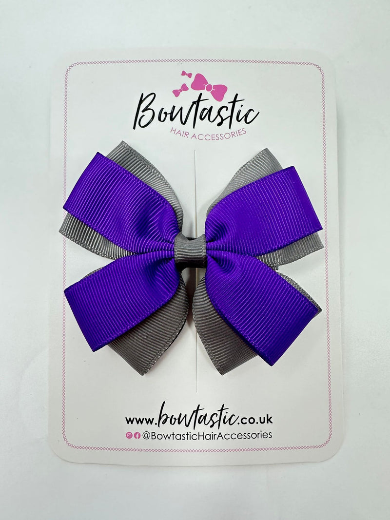 3.5 Inch Butterfly Bow - Purple & Metal Grey