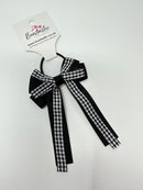 3 Inch Loop Tail Bow Thin Elastic - Black Gingham