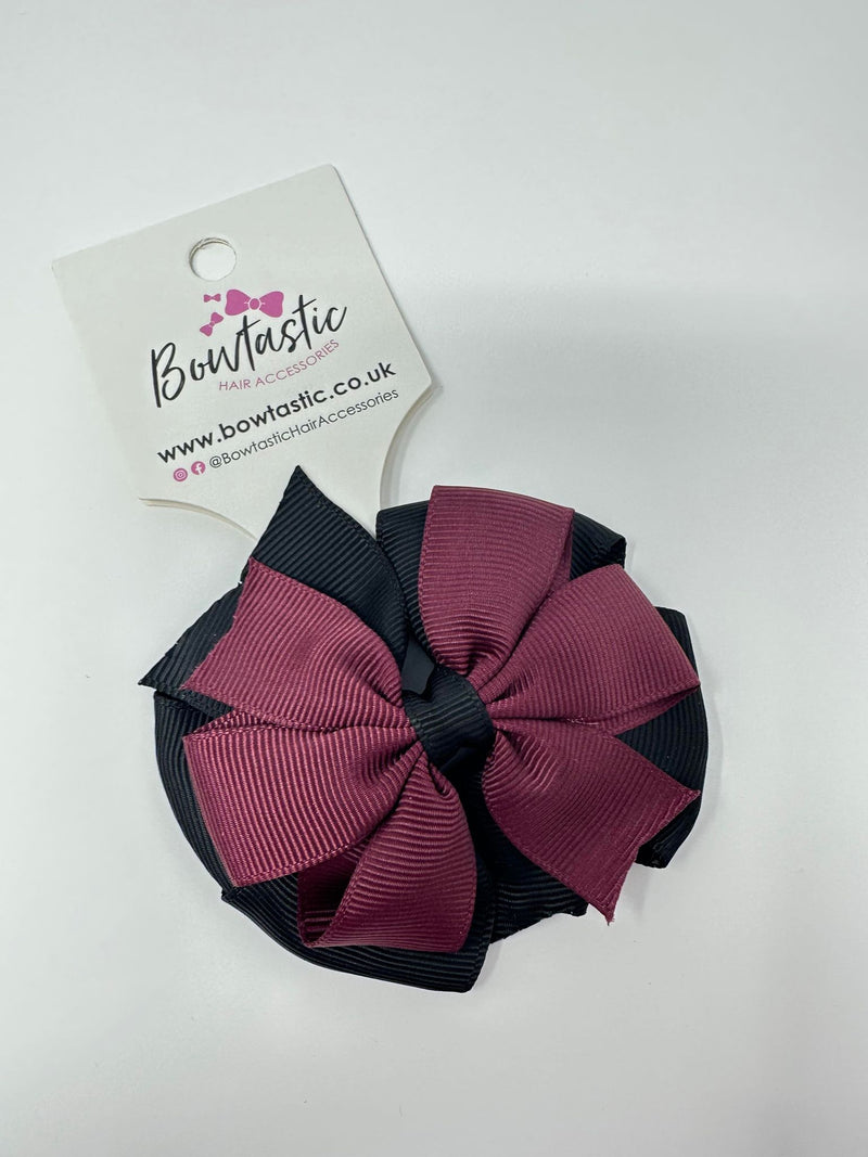 3 Inch Double Pinwheel Thin Elastic - Burgundy & Black