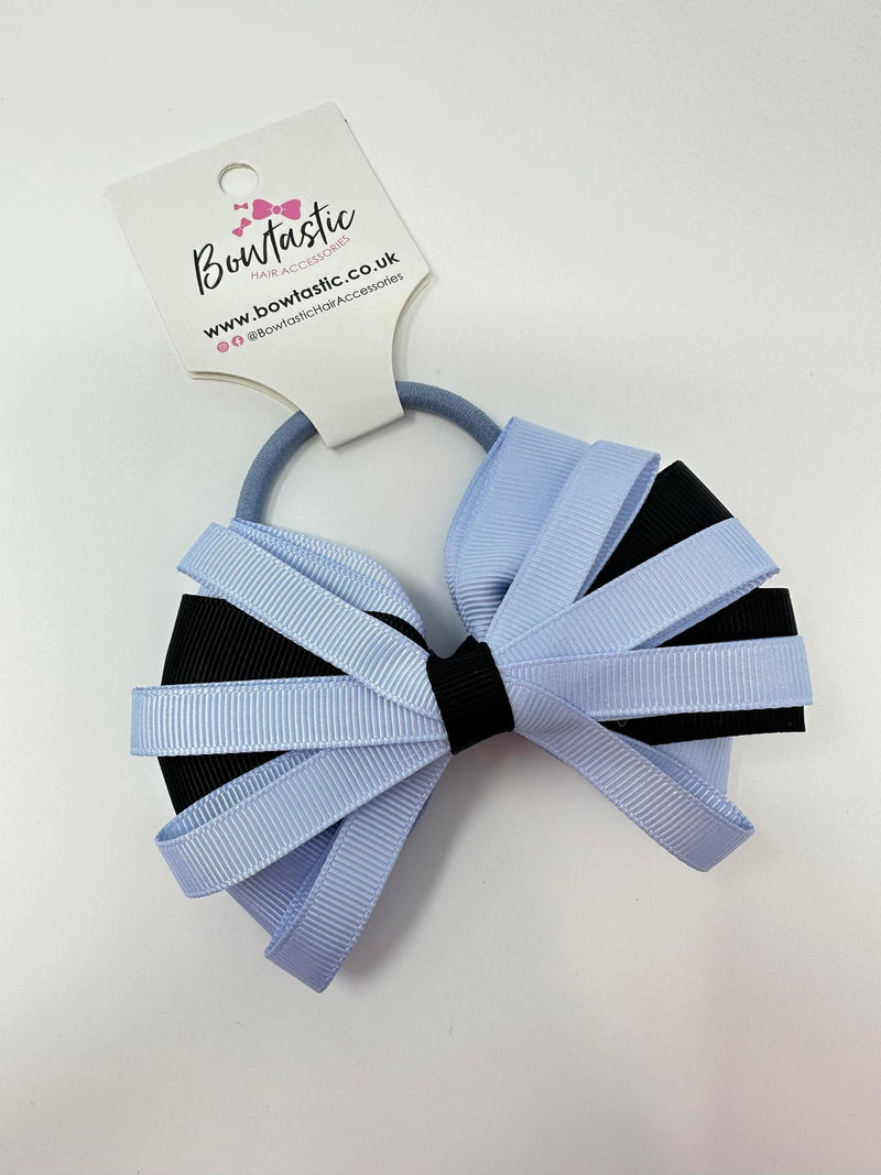 4 Inch Loop Bow Bobble - Black & Bluebell