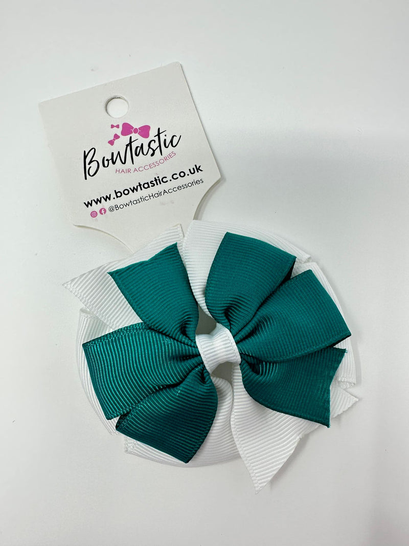 3 Inch Double Pinwheel Thin Elastic - Jade Green & White