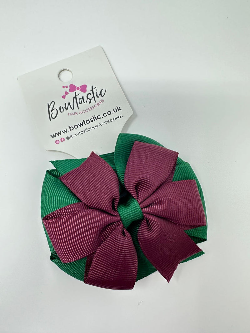 3 Inch Double Pinwheel Thin Elastic - Forest Green & Burgundy