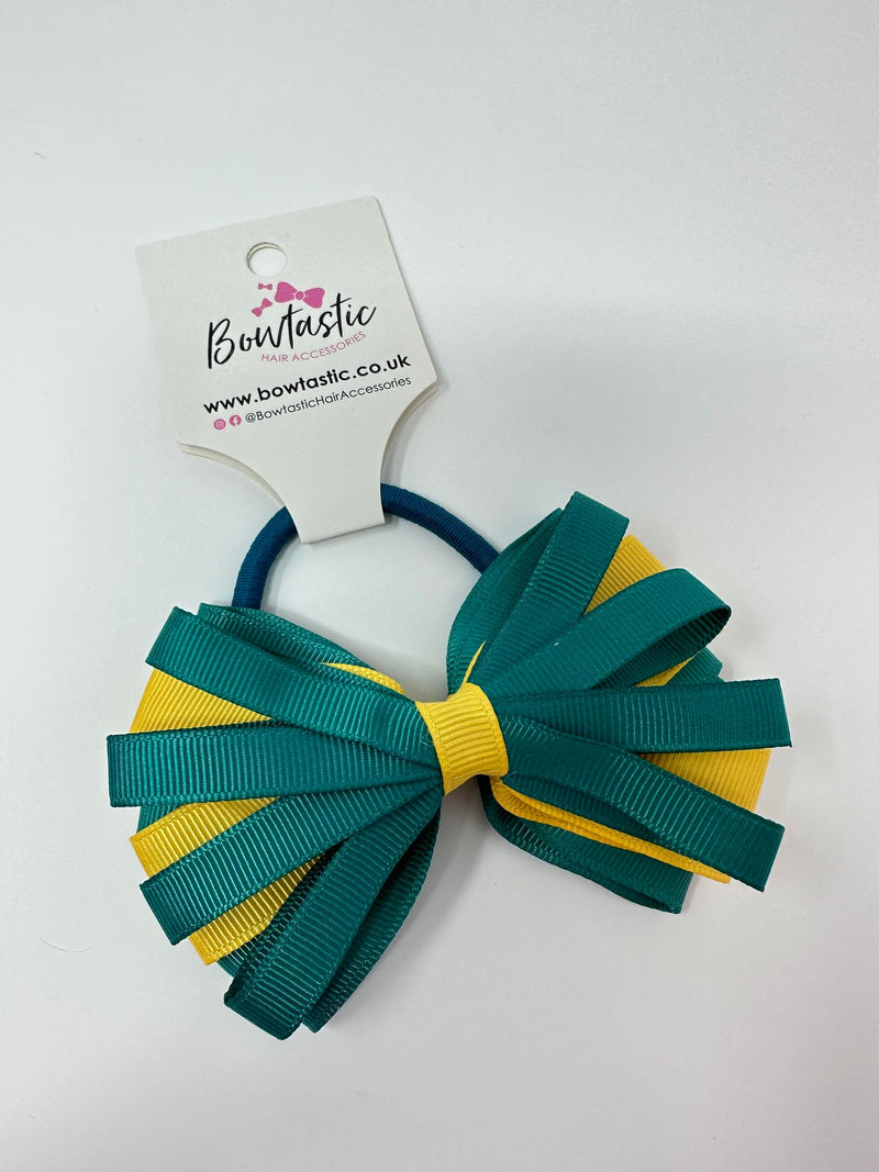 4 Inch Loop Bow Bobble - Jade Green & Yellow Gold