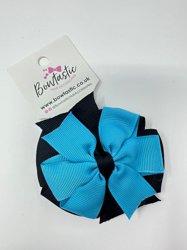 3 Inch Double Pinwheel Thin Elastic - Turquoise & Black