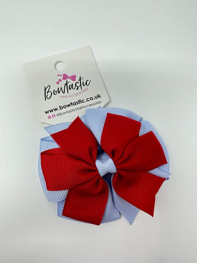 3 Inch Double Pinwheel Thin Elastic - Red & Bluebell