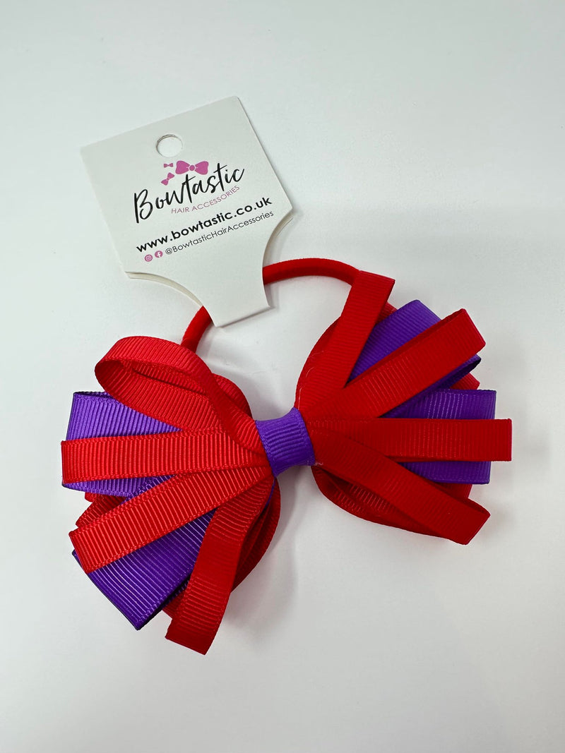 4 Inch Loop Bow Bobble - Purple & Red