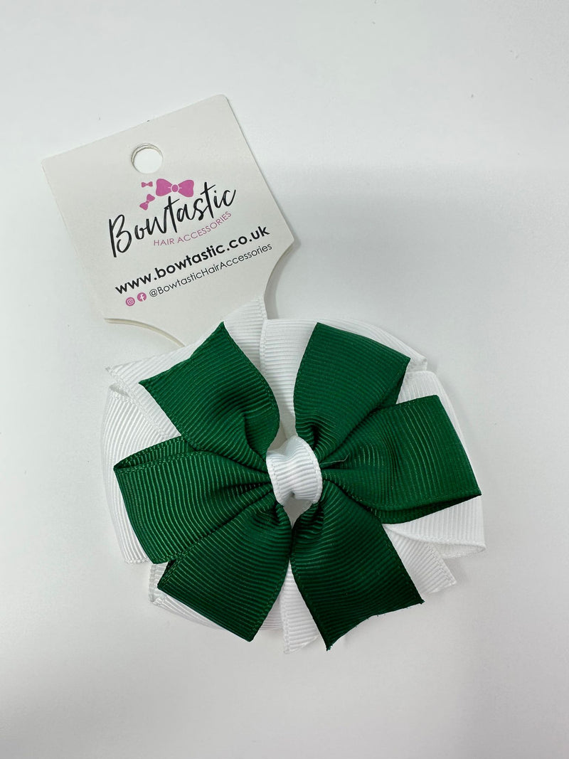 3 Inch Double Pinwheel Thin Elastic - Forest Green & White