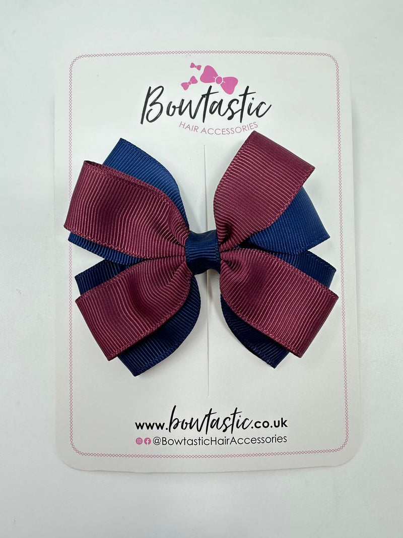 3.5 Inch Butterfly Bow - Burgundy & Navy