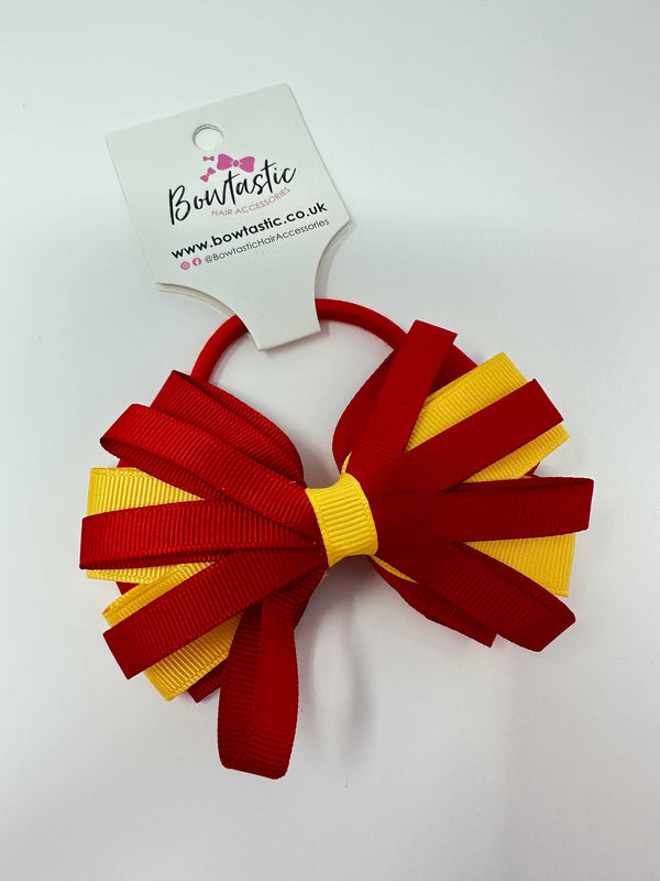 4 Inch Loop Bow Bobble - Red & Yellow Gold