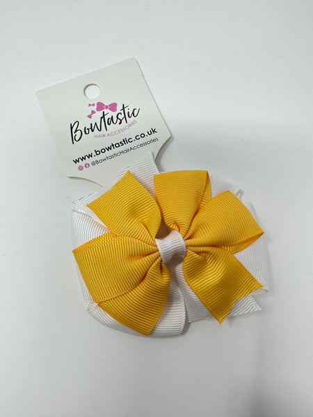 3 Inch Double Pinwheel Thin Elastic - Yellow Gold & White