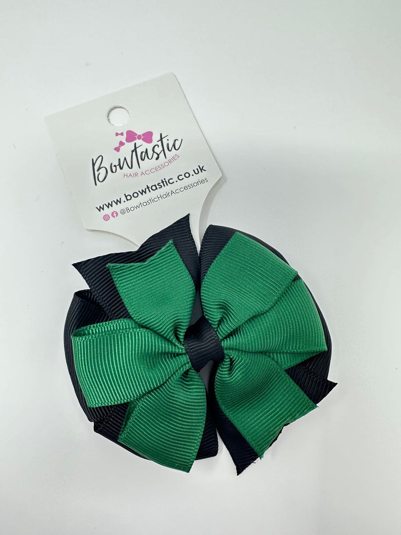 3 Inch Double Pinwheel Thin Elastic - Forest Green & Black