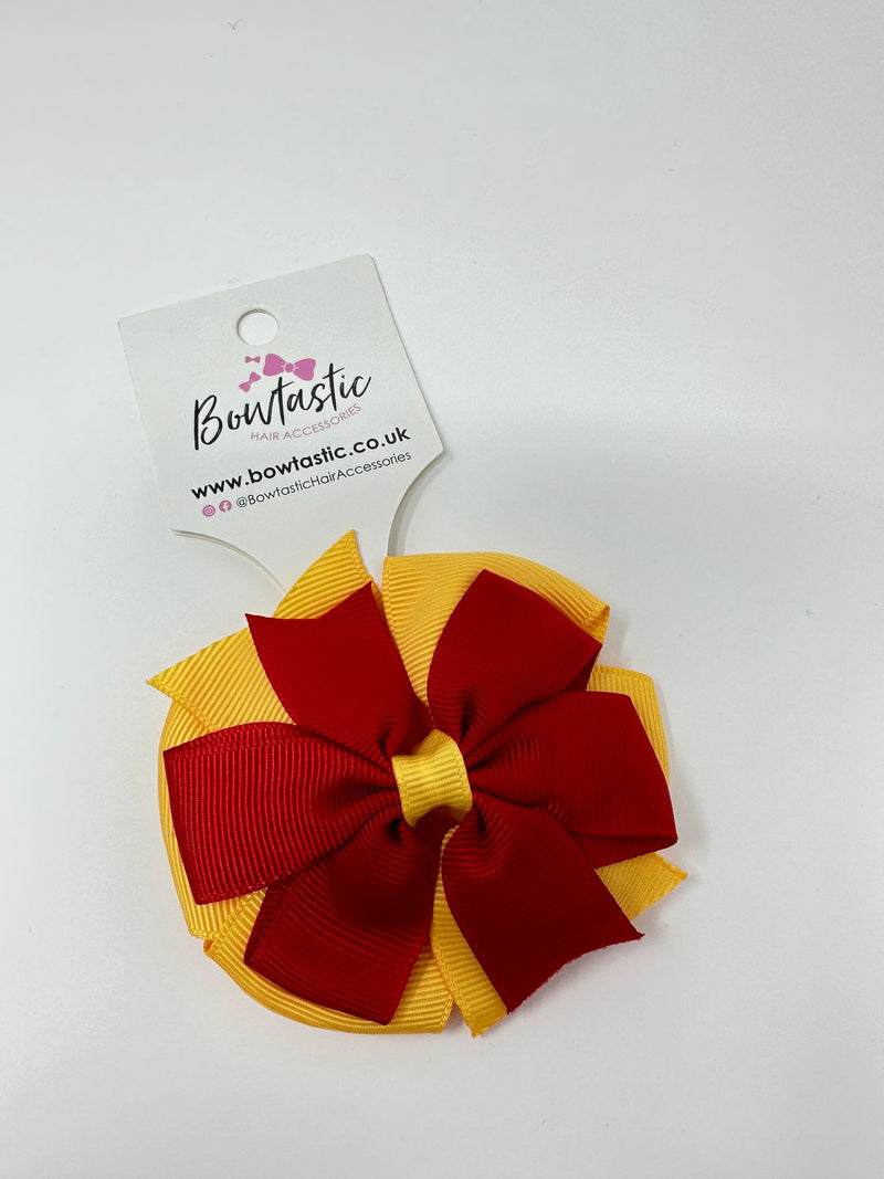 3 Inch Double Pinwheel Thin Elastic - Red & Yellow Gold