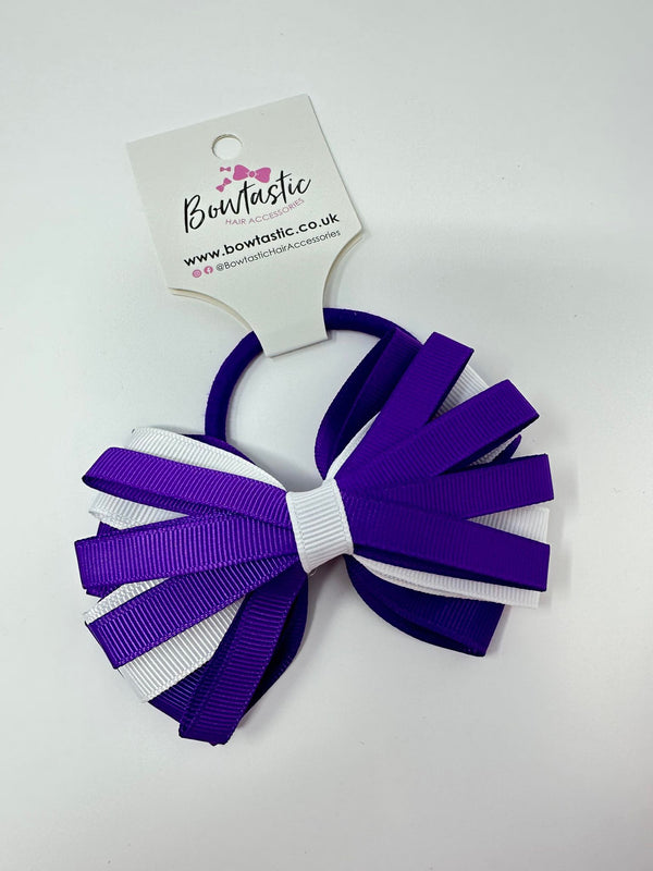 4 Inch Loop Bow Bobble - Purple & White