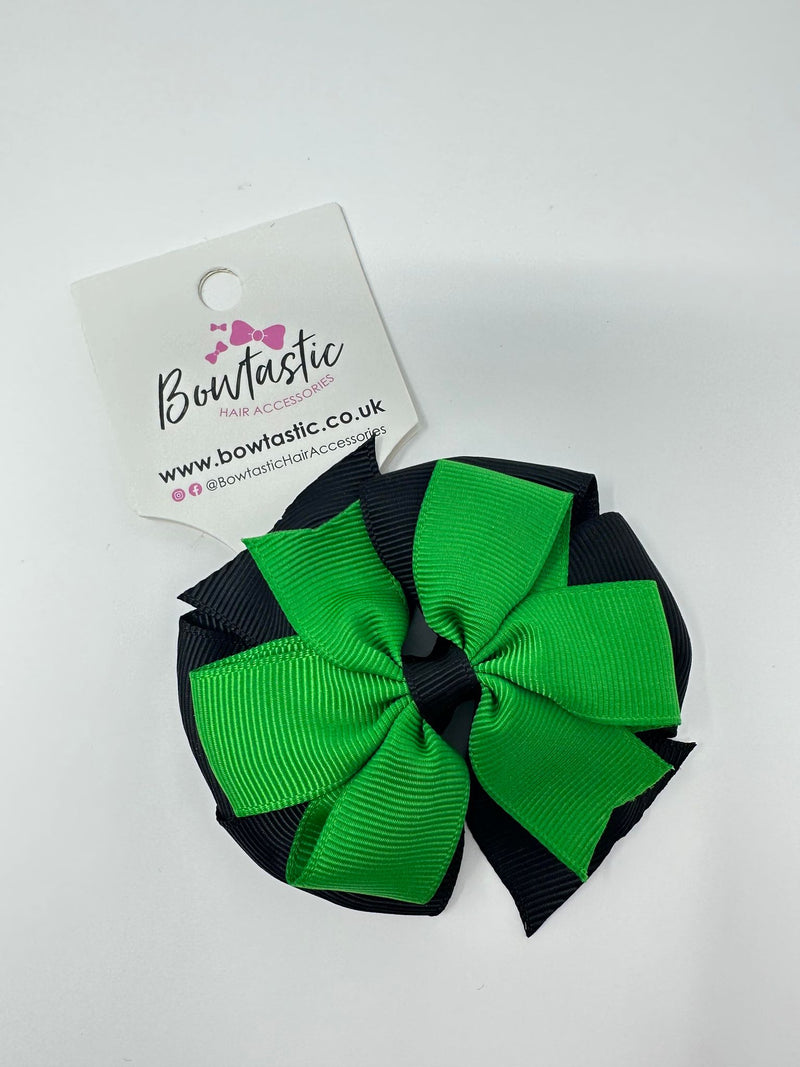 3 Inch Double Pinwheel Thin Elastic - Emerald Green & Black