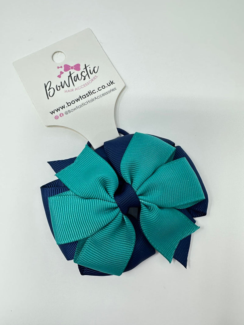 3 Inch Double Pinwheel Thin Elastic - Jade Green & Navy