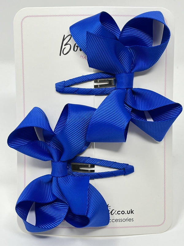 3 Inch Bow Snap Clip - Electric Blue - 2 Pack