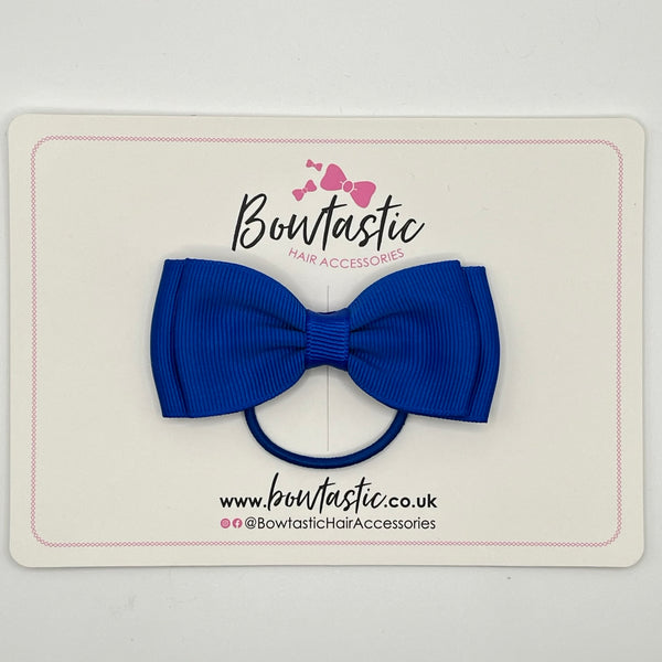 3 Inch Flat Double Bow Thin Elastic - Electric Blue