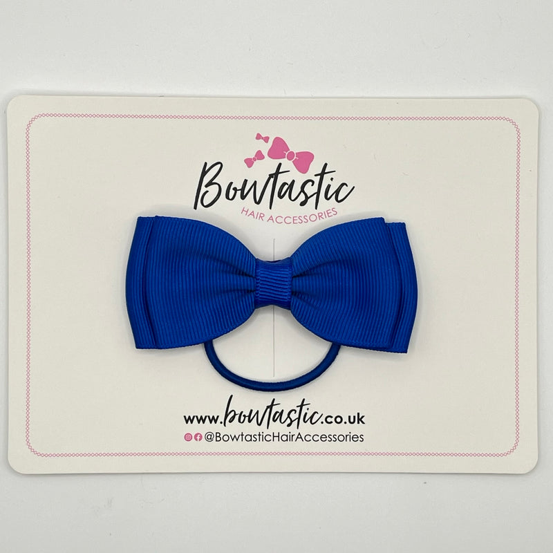 3 Inch Flat Double Bow Thin Elastic - Electric Blue