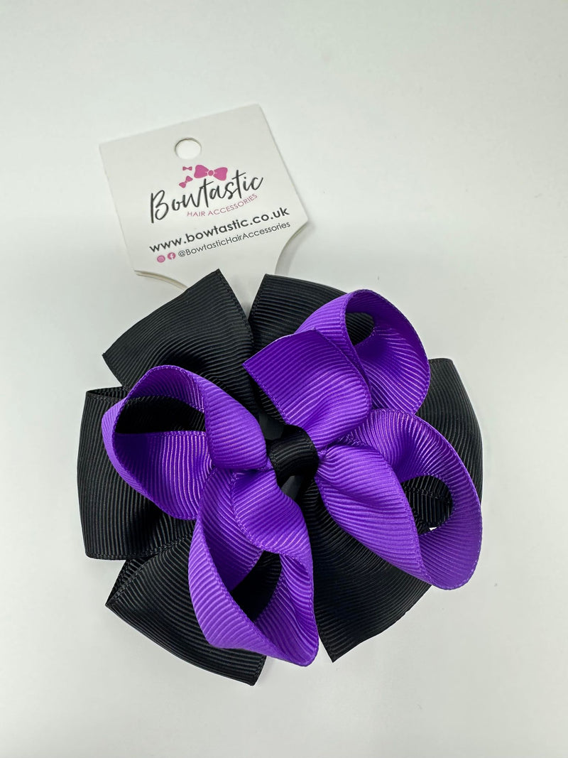 3.75 Inch Double Bow Bobble - Purple & Black