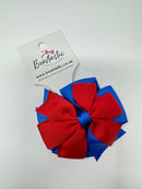 3 Inch Double Pinwheel Thin Elastic - Royal Blue & Red