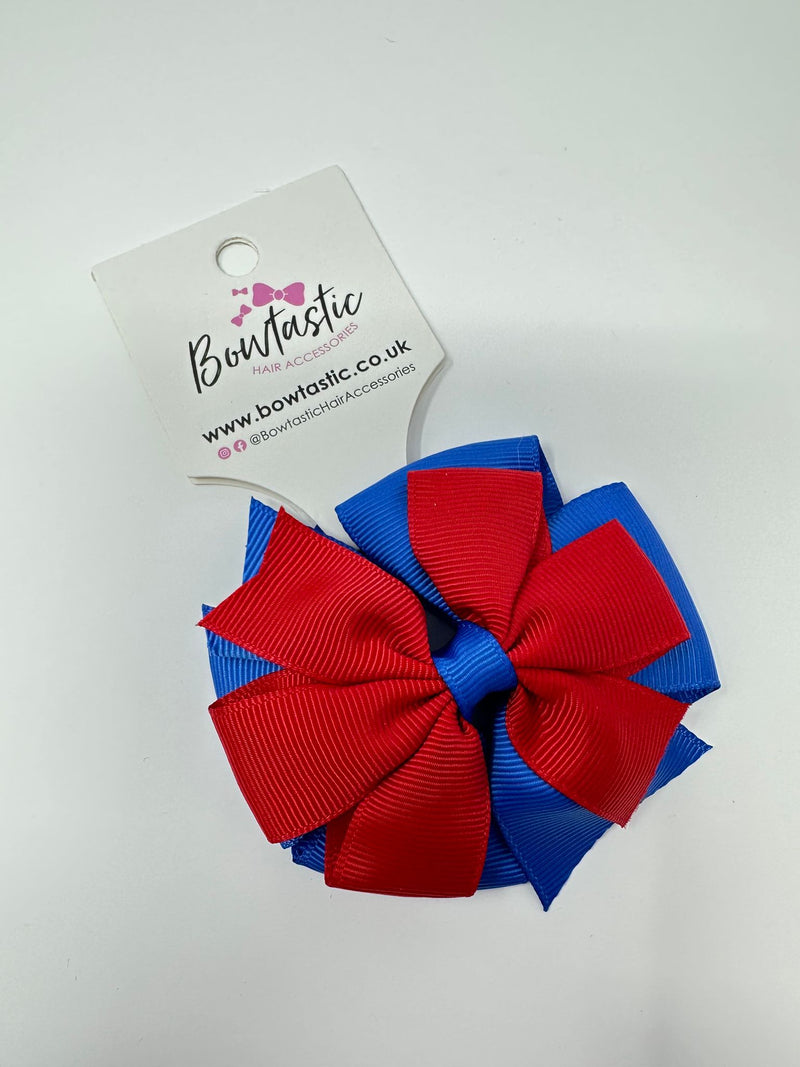 3 Inch Double Pinwheel Thin Elastic - Royal Blue & Red