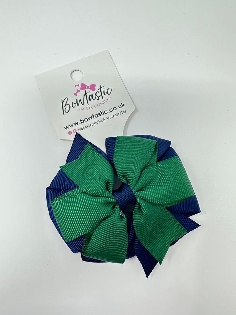 3 Inch Double Pinwheel Thin Elastic - Forest Green & Navy