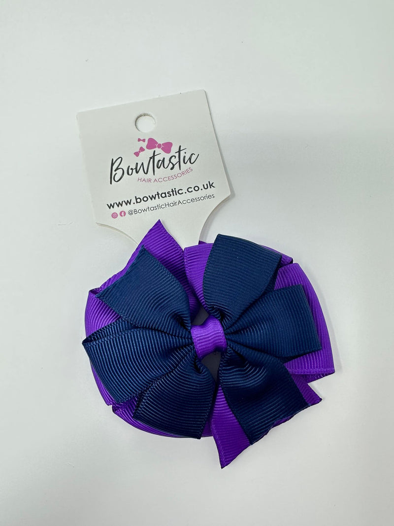 3 Inch Double Pinwheel Thin Elastic - Purple & Navy