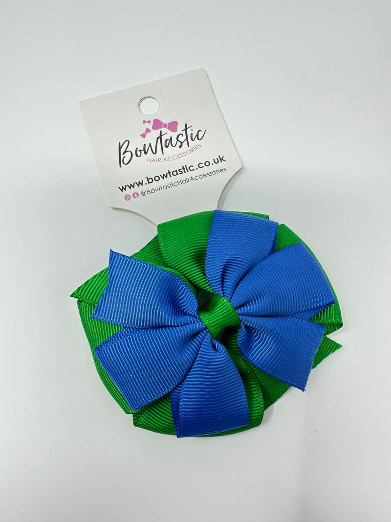 3 Inch Double Pinwheel Thin Elastic - Royal Blue & Emerald Green