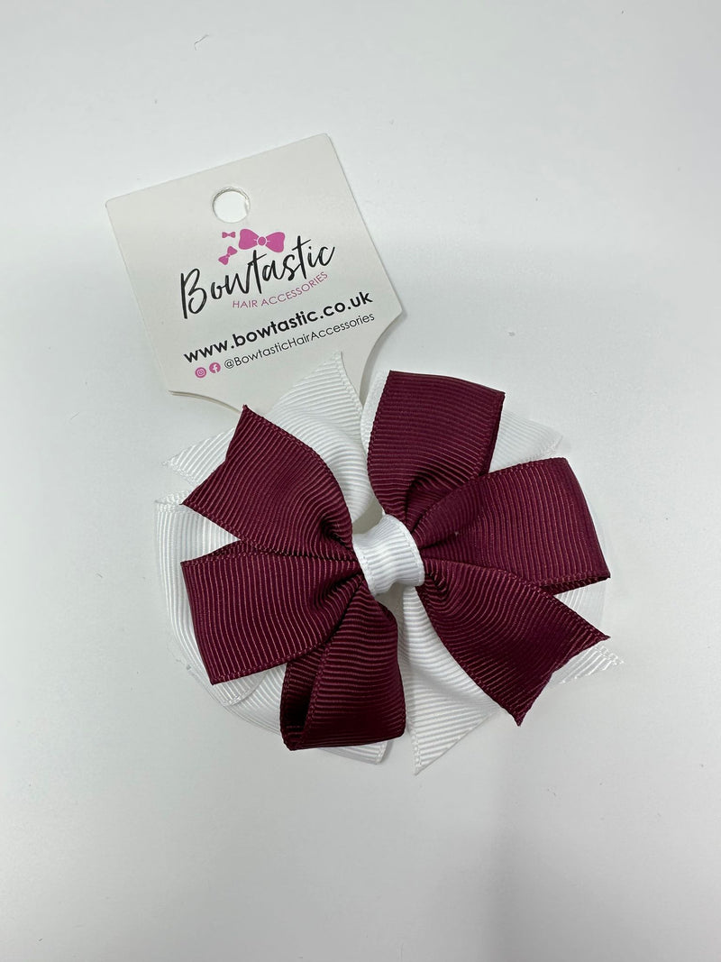 3 Inch Double Pinwheel Thin Elastic - Burgundy & White