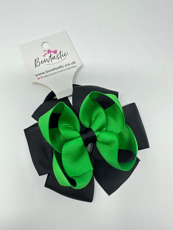 3.75 Inch Double Bow Bobble - Emerald Green & Black