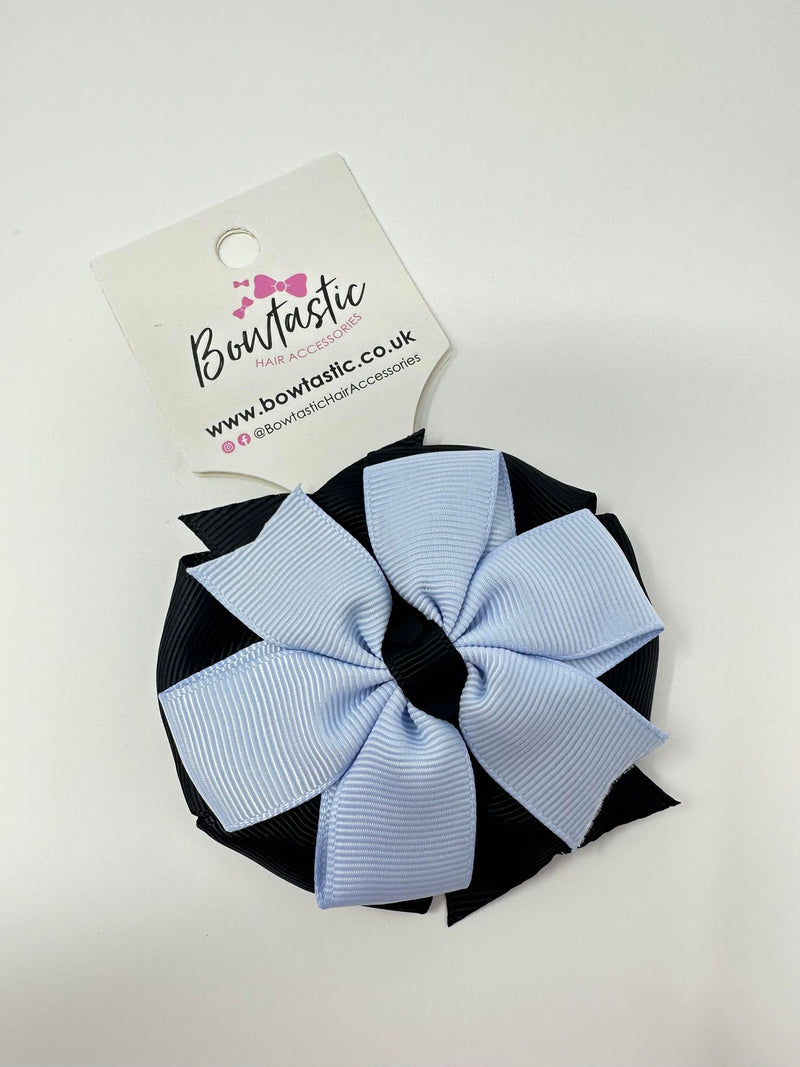 3 Inch Double Pinwheel Thin Elastic - Black & Bluebell